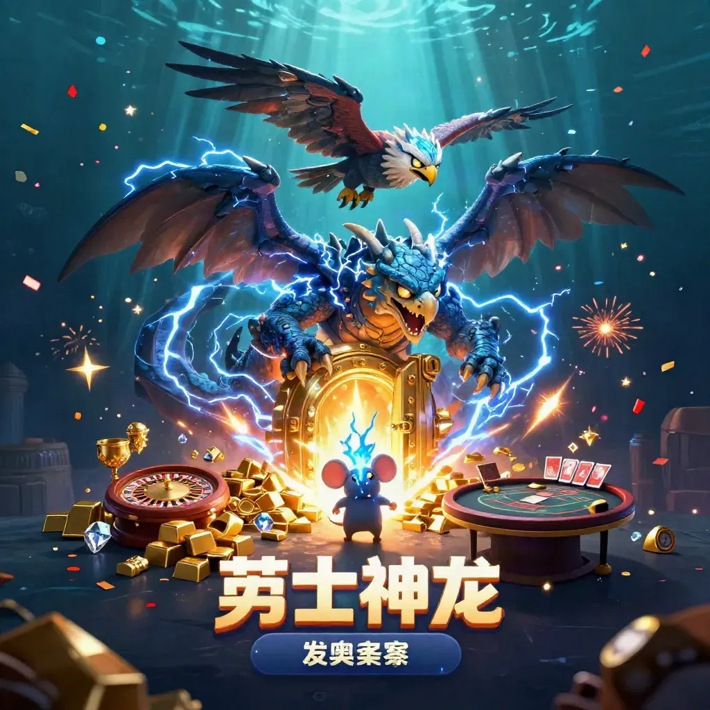Thunder dragon, hawk, and mouse burst from a golden vault in a dark casino sea.